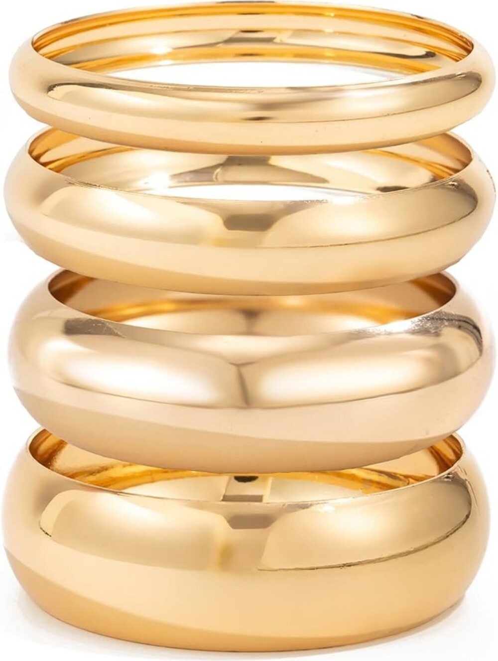 Chunky Gold Bangle Bracelets 14K Gold Plated